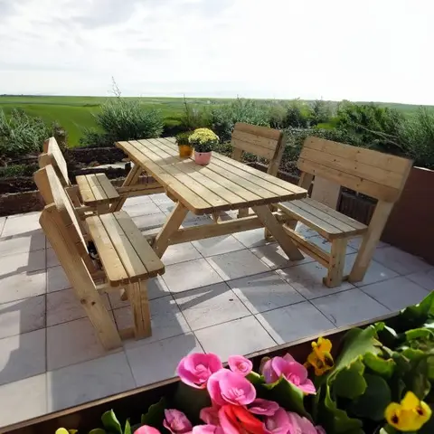 Family picknicktafel Comfort 240 cm met 4 rugleuningen
