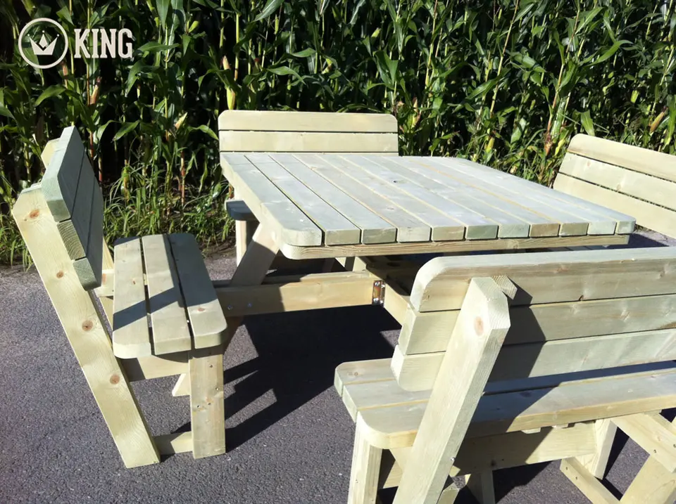 Vierkante picknicktafel KING® XXL met 4 rugleuningen