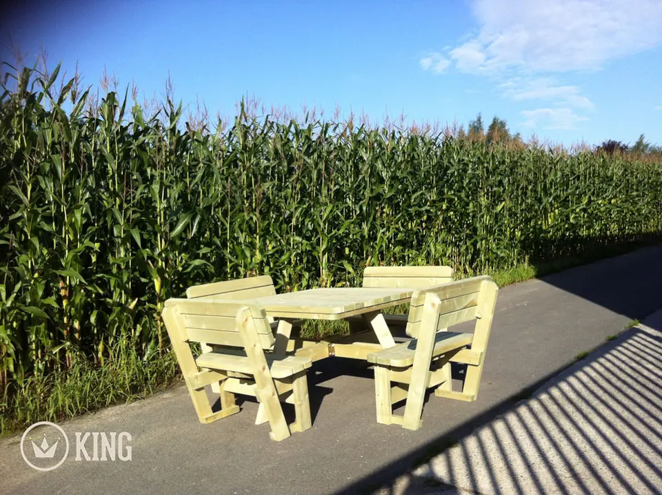 Vierkante picknicktafel KING® XXL met 4 rugleuningen – foto 3