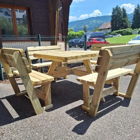 Vierkante picknicktafel KING® XXL met 4 rugleuningen – foto 5