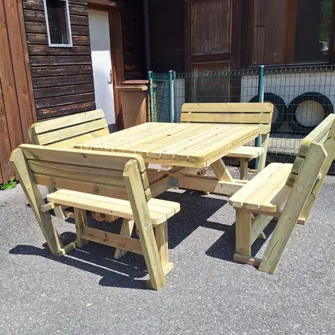Vierkante picknicktafel KING® XXL met 4 rugleuningen – foto 6